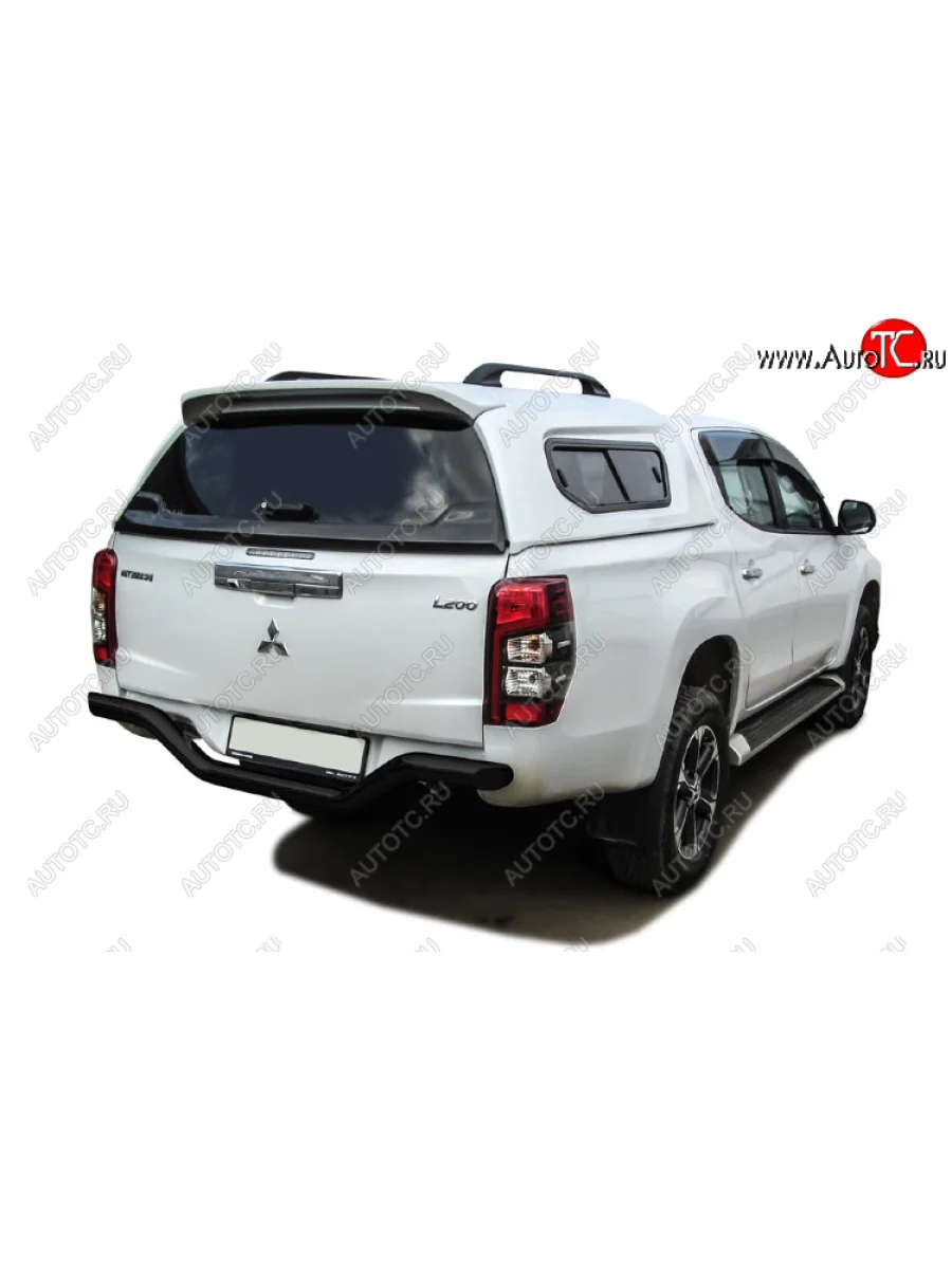 Защита заднего бампера Slitkoff (Ø 76 мм, без бампера)  Mitsubishi L200 (2018-2022) 5 KK,KL (Сталь с полимерным покрытием. Цвет: черный)  в Самаре Самарской области