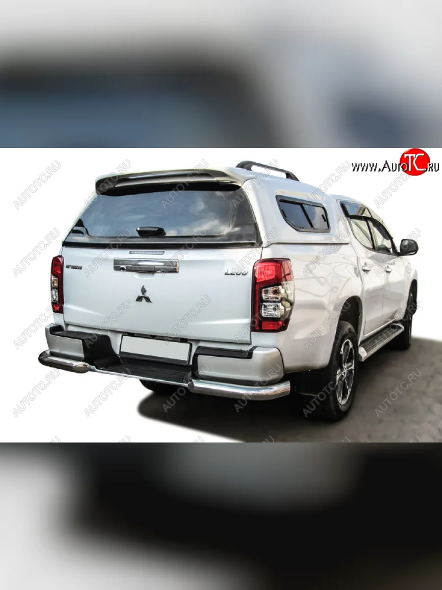 Защита заднего бампера Slitkoff (Ø 76 мм, уголки, с бампером) Mitsubishi L200 5 KK,KL рестайлинг (2018-2022) (Нержавеющая сталь)  с доставкой в г. Керчь