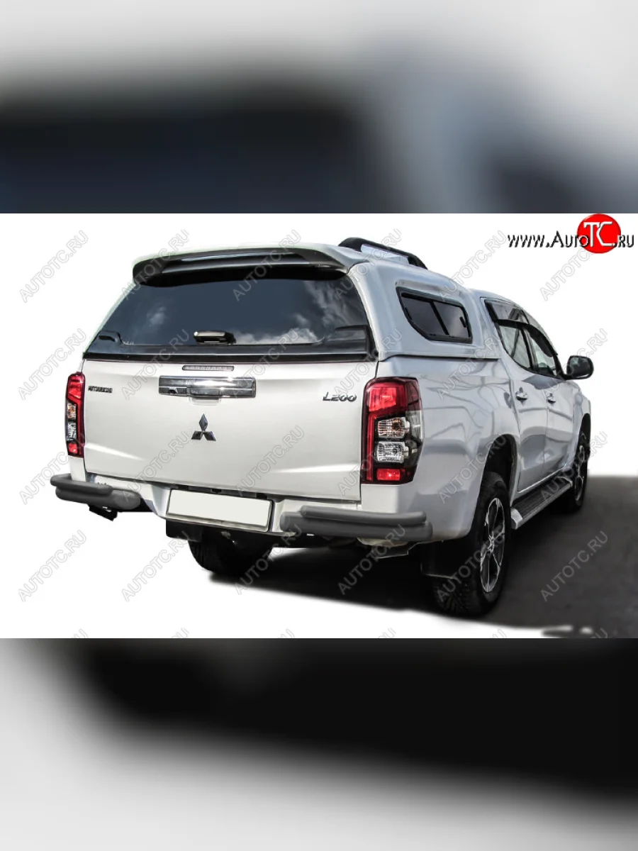 Защита заднего бампера Slitkoff (Ø 76+Ø 42, без бампера) Mitsubishi L200 5 KK,KL рестайлинг (2018-2022) (Сталь с полимерным покрытием. Цвет: серебристый)  с доставкой в г. Керчь