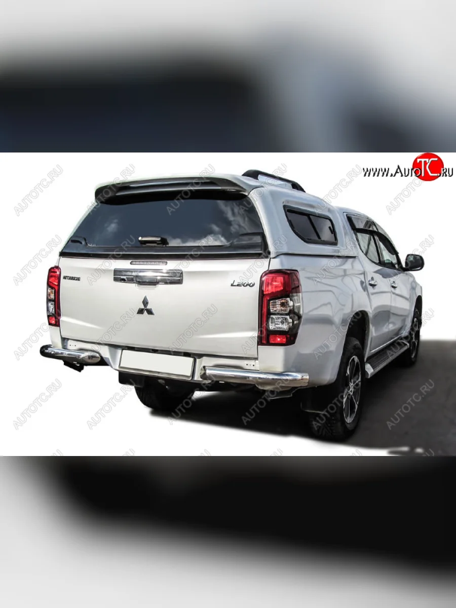Защита заднего бампера Slitkoff (Ø 76 мм, без бампера) Mitsubishi L200 5 KK,KL рестайлинг (2018-2022) (Нержавеющая сталь)  с доставкой в г. Керчь