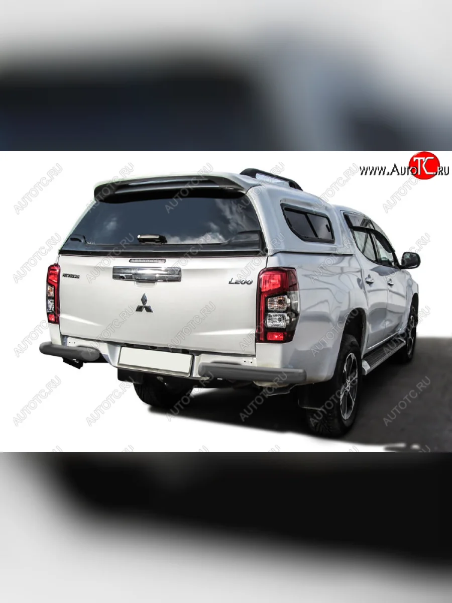 Защита заднего бампера Slitkoff (Ø 76 мм, без бампера) Mitsubishi L200 5 KK,KL рестайлинг (2018-2022) (Сталь с полимерным покрытием. Цвет: серебристый)  в Керчи Республика Крым