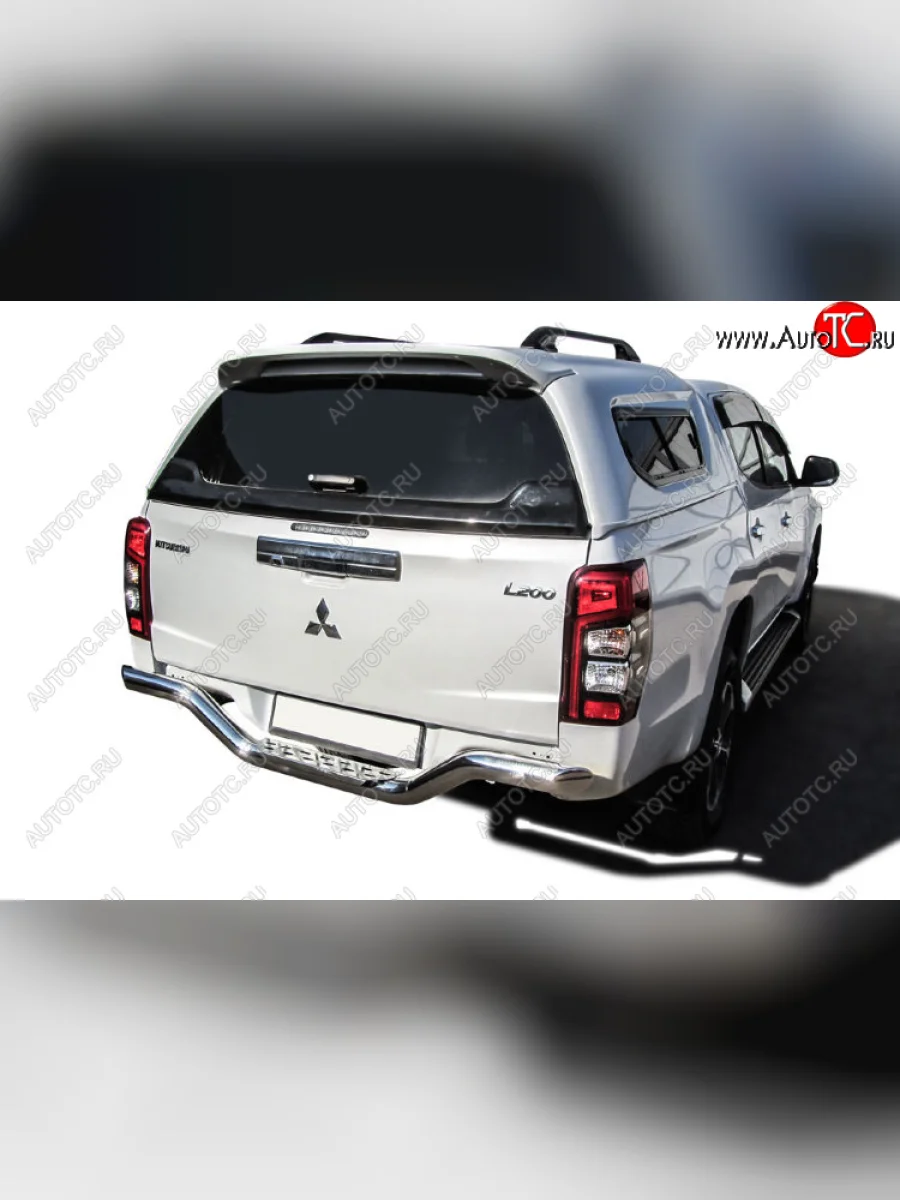 Защита заднего бампера Slitkoff (Ø 57 мм, волна, со стальной ступенькой)  Mitsubishi L200 (2018-2022) 5 KK,KL  в Самаре Самарской области