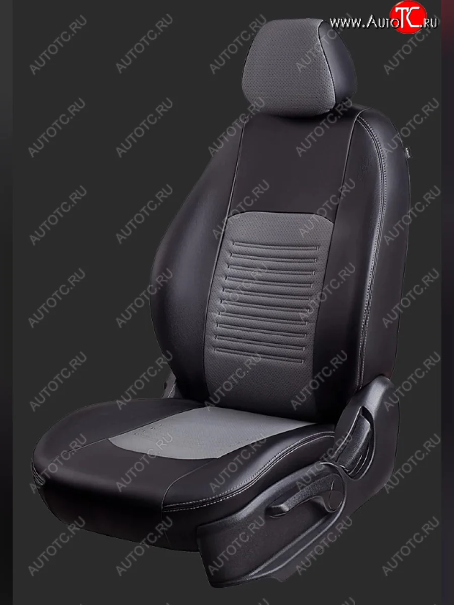 Чехлы для сидений Lord Autofashion Турин (экокожа, фургон, сиденья 1+2) Fiat Ducato 290 (2014-2025) (Черный, вставка серая)  в Керчи Республика Крым