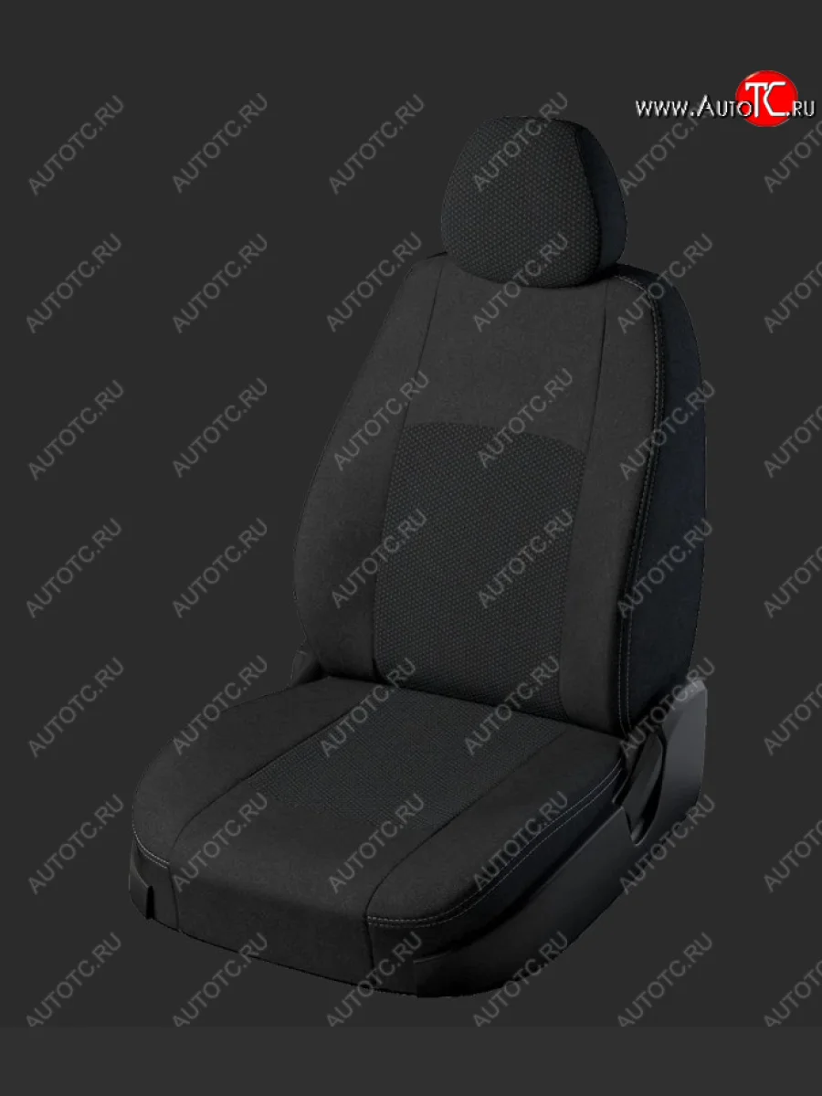 Чехлы для сидений Lord Autofashion Турин (жаккард, спинка и сиденье 60/40, 3 Г-образных подголовника) Ford Kuga 2 дорестайлинг (2013-2016) (Черный, вставка Черный Эльбрус)  в Керчи Республика Крым