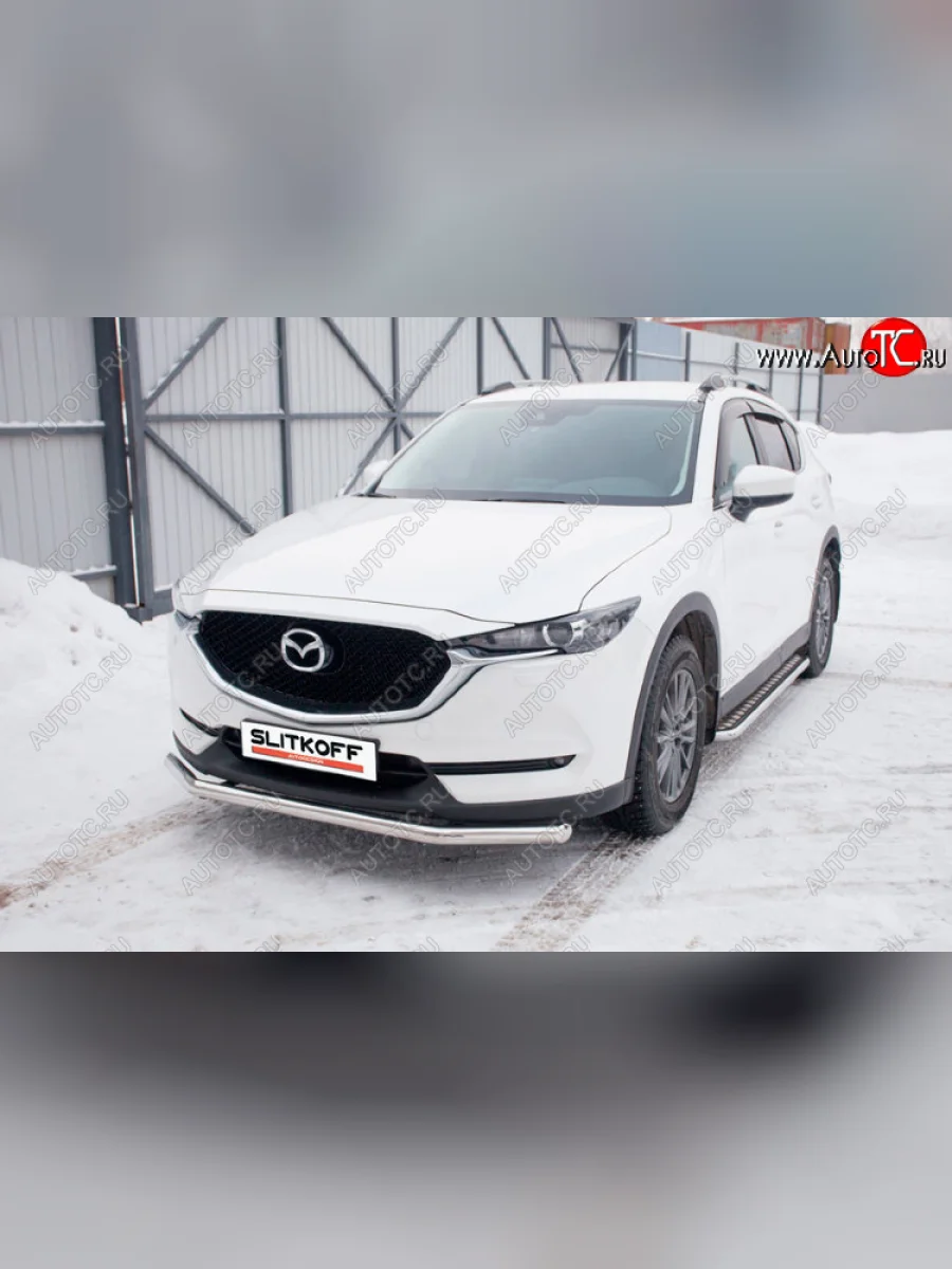 Защита переднего бампера Slitkoff (Ø 57 мм). Mazda CX-5 KF (2016-2025) (Нержавеющая сталь)  с доставкой в г. Пермь