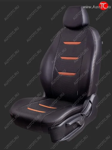 Чехлы для сидений Lord Autofashion Турин 2 (экокожа, спинка 60/40, 2 Г-образных подголовника) (Черный, вставка черная/коричневая, строчка коричневая) Hyundai Creta  GS (2015-2021) дорестайлинг, рестайлинг