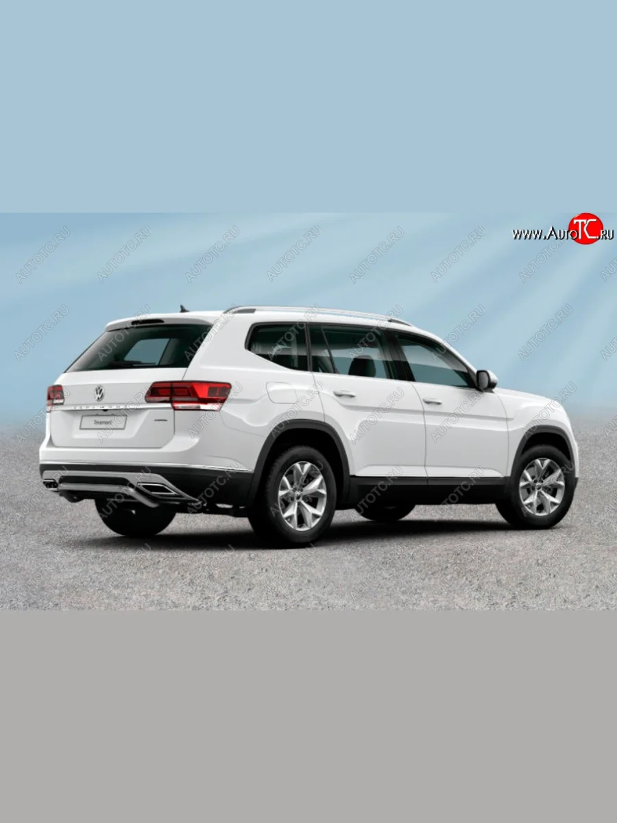 Защита заднего бампера Slitkoff (Ø 57 мм, скоба) Volkswagen Teramont 1 CA1 дорестайлинг (2016-2020) (Сталь с полимерным покрытием. Цвет: серебристый)  в Керчи Республика Крым