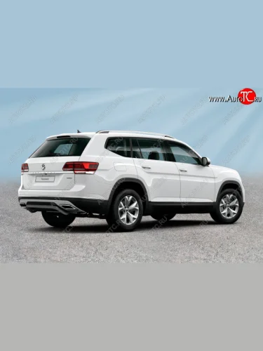 Защита заднего бампера Slitkoff (Ø 57 мм, скоба) (Сталь с полимерным покрытием. Цвет: черный) Volkswagen Teramont  CA1 (2016-2020) дорестайлинг