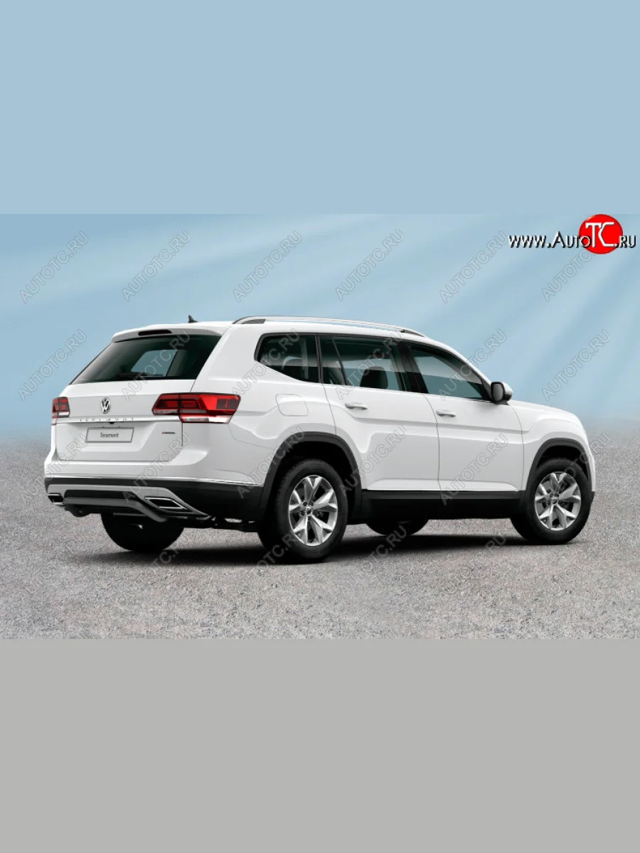 Защита заднего бампера Slitkoff (Ø 57 мм, скоба) Volkswagen Teramont 1 CA1 дорестайлинг (2016-2020) (Сталь с полимерным покрытием. Цвет: черный)  в Керчи Республика Крым