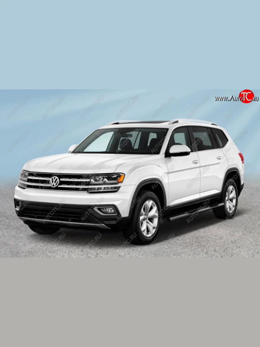 Защита порогов Slitkoff (Ø 76 мм, в проступями)  Volkswagen Teramont (2016-2020) CA1 (Сталь с полимерным покрытием. Цвет: серебристый)  в Самаре Самарской области