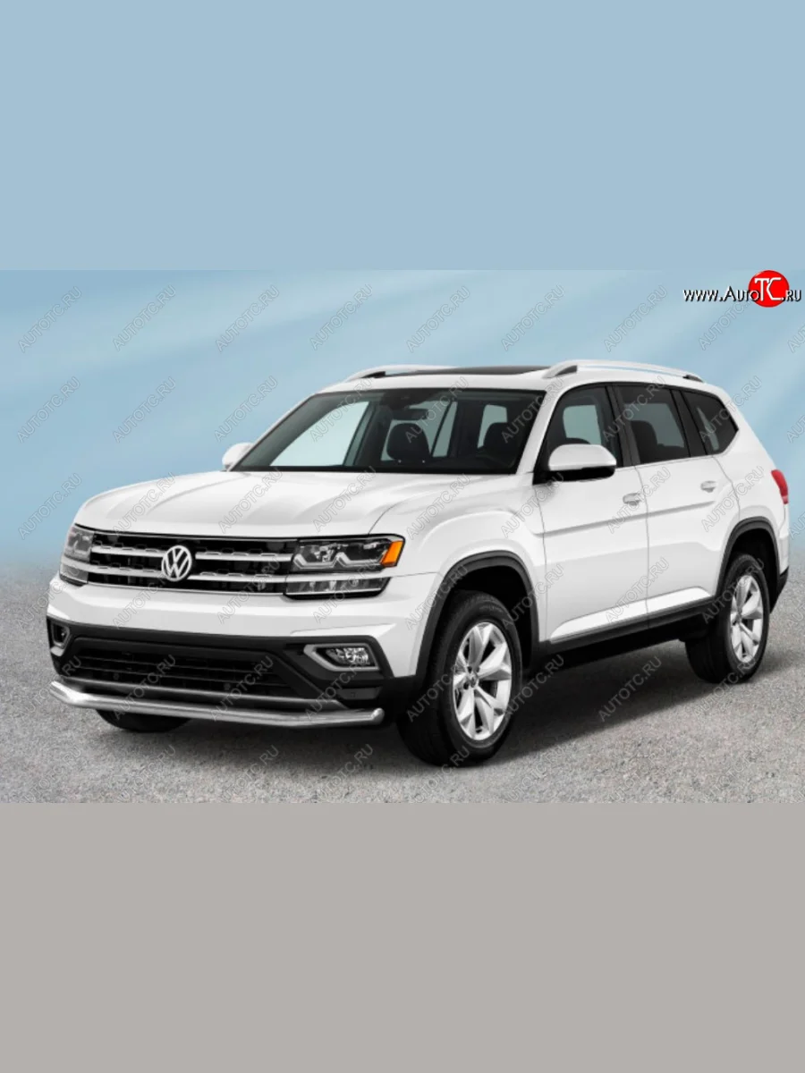 Защита переднего бампера Slitkoff (Ø 57 мм). Volkswagen Teramont 1 CA1 дорестайлинг (2016-2020) (Сталь с полимерным покрытием. Цвет: серебристый)  в Самаре Самарской области