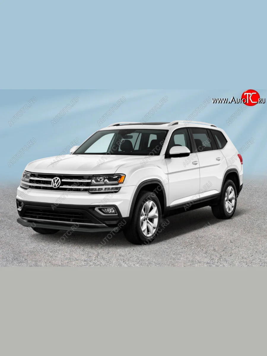 Защита переднего бампера Slitkoff (Ø 57 мм). Volkswagen Teramont 1 CA1 дорестайлинг (2016-2020) (Сталь с полимерным покрытием. Цвет: черный)  в Самаре Самарской области