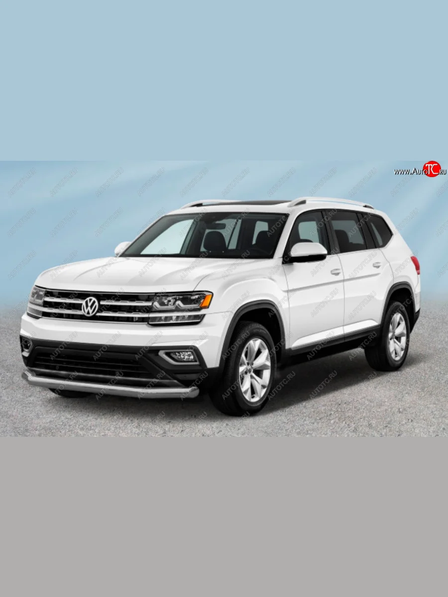 Защита переднего бампера Slitkoff (Ø 76 мм). Volkswagen Teramont 1 CA1 дорестайлинг (2016-2020) (Сталь с полимерным покрытием. Цвет: серебристый)  в Самаре Самарской области