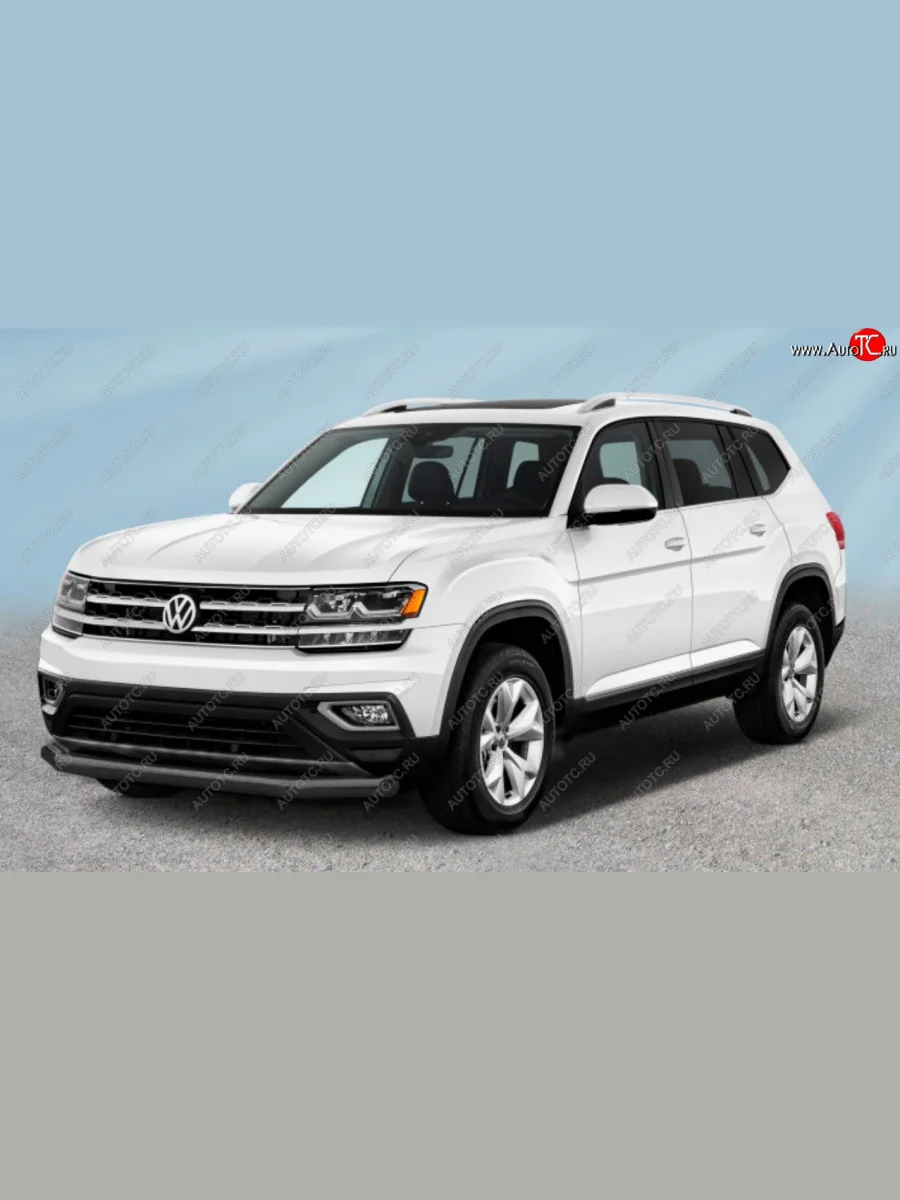 Защита переднего бампера Slitkoff (Ø 76 мм). Volkswagen Teramont 1 CA1 дорестайлинг (2016-2020) (Сталь с полимерным покрытием. Цвет: черный)  в Самаре Самарской области