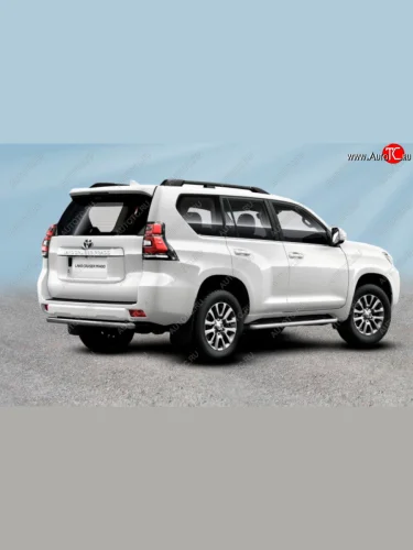 Защита заднего бампера Slitkoff (Ø 57 мм, короткая) (Сталь с полимерным покрытием. Цвет: серебристый) Toyota Land Cruiser Prado  J150 (2017-2020) 2-ой рестайлинг