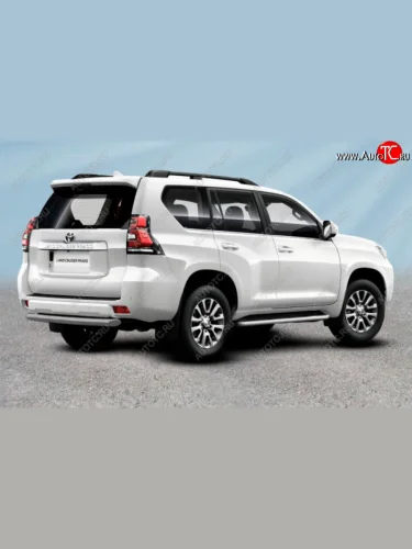 Защита заднего бампера Slitkoff (Ø 76 мм, короткая) (Сталь с полимерным покрытием. Цвет: серебристый) Toyota Land Cruiser Prado  J150 (2017-2020) 2-ой рестайлинг