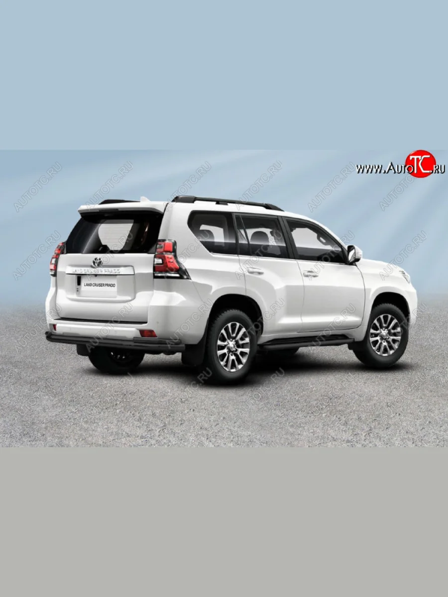 Защита заднего бампера Slitkoff (Ø 76+Ø 42, двойная) Toyota Land Cruiser Prado J150 2-ой рестайлинг (2017-2020) (Сталь с полимерным покрытием. Цвет: черный)  в Воронеже Воронежской области