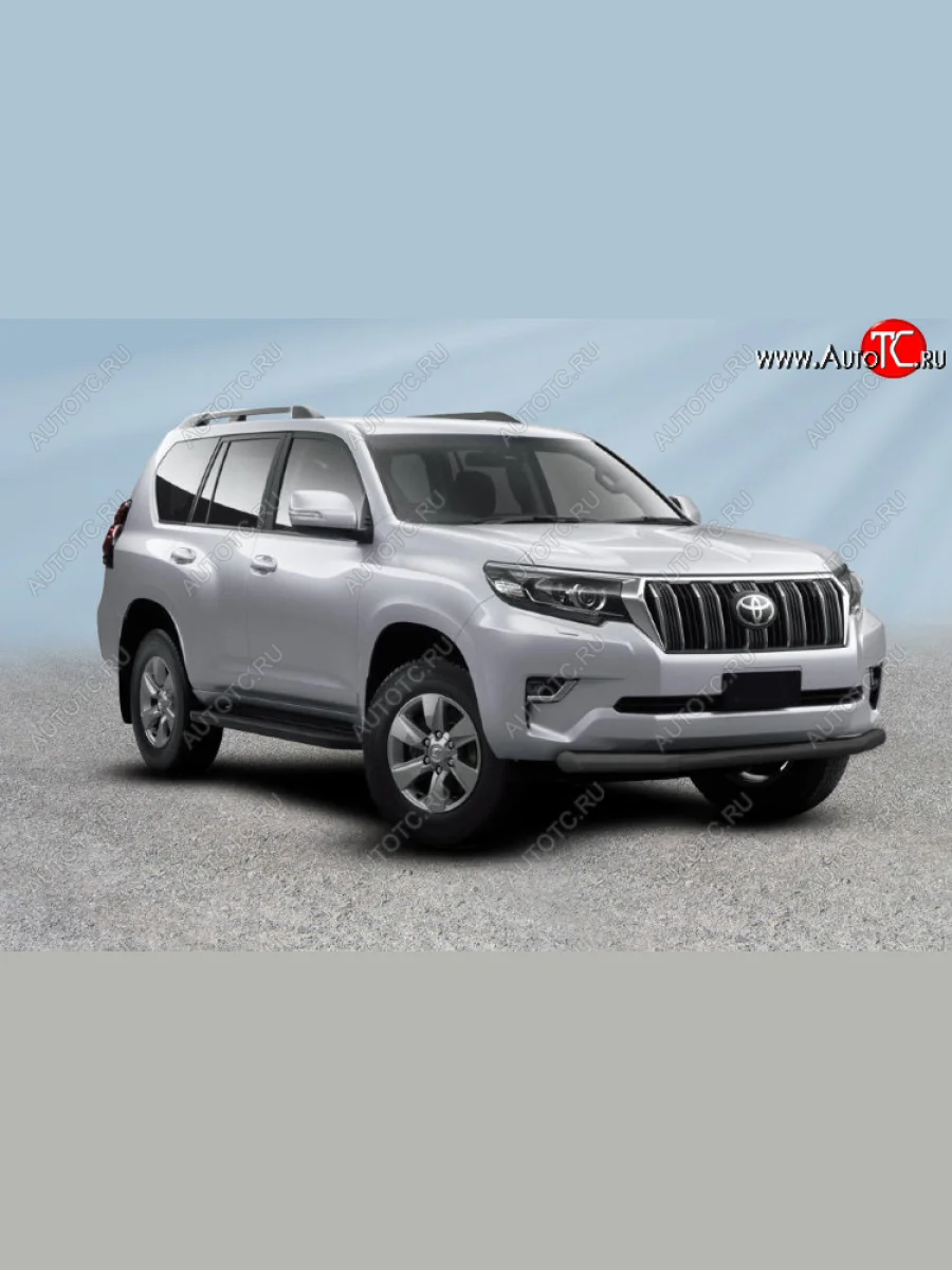 Защита переднего бампера Slitkoff (Ø мм). Toyota Land Cruiser Prado J150 2-ой рестайлинг (2017-2020) (Сталь с полимерным покрытием. Цвет: черный)  в Самаре Самарской области
