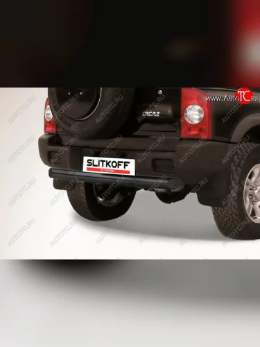 Защита заднего бампера Slitkoff (Ø 76 мм, короткая) (Сталь с полимерным покрытием. Цвет: черный) ТАГАЗ Tager  5d (2008-2012)