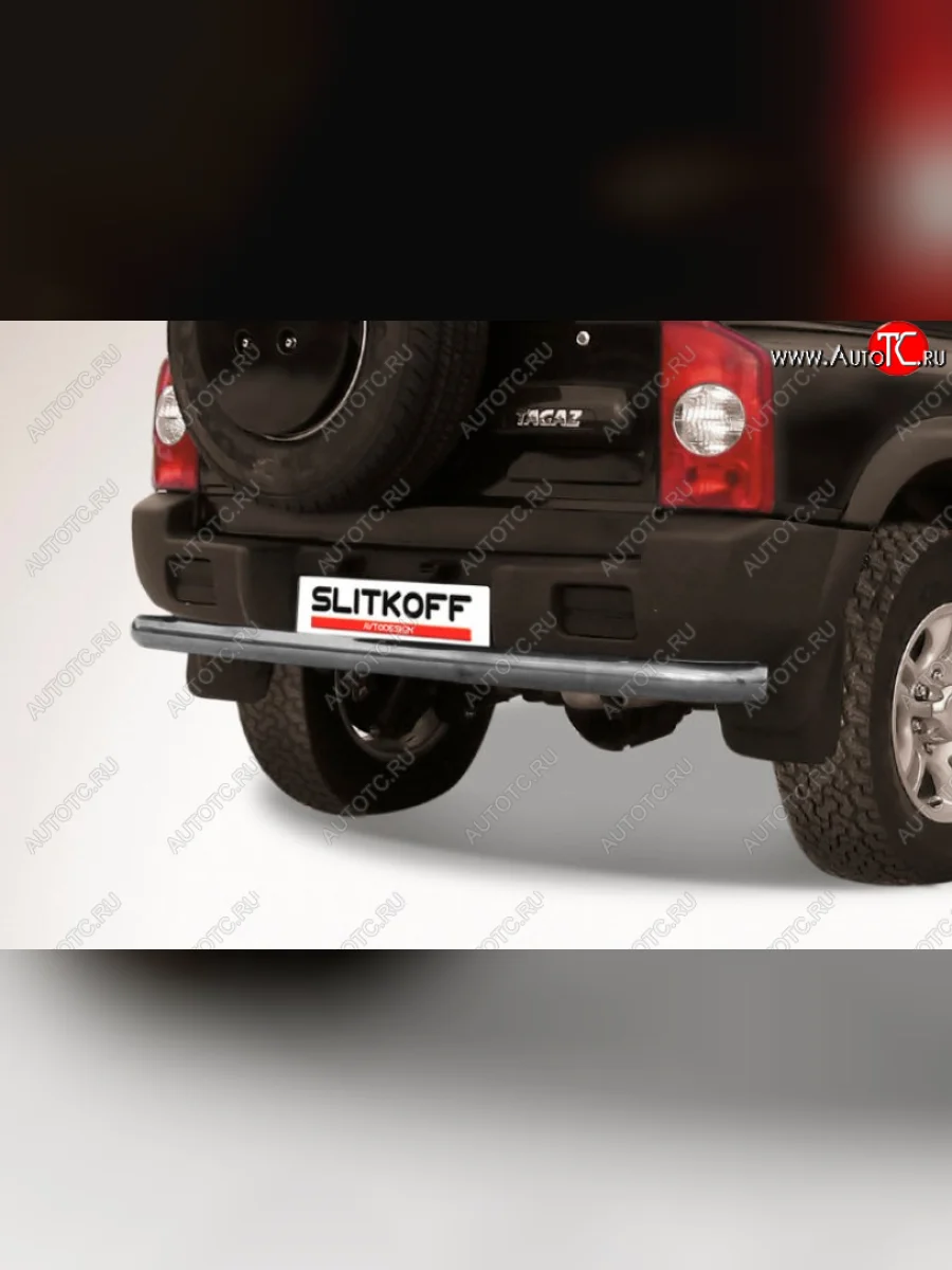 Защита заднего бампера Slitkoff (Ø 76 мм)  ТАГАЗ Tager (2008-2012) 5d (Сталь с полимерным покрытием. Цвет: серебристый)  в Самаре Самарской области