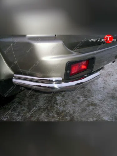 Защита заднего бампера Slitkoff (Ø 57+Ø42, уголки) (Нержавеющая сталь) Mitsubishi Pajero Sport  PA (1996-2008) дорестайлинг, рестайлинг