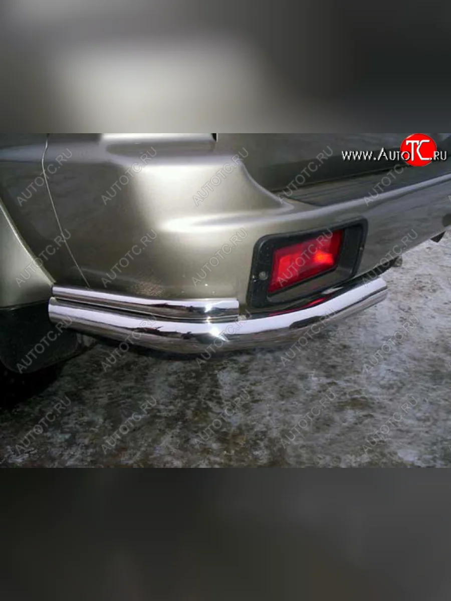 Защита заднего бампера Slitkoff (Ø 57+Ø42, уголки) Mitsubishi Pajero Sport PA дорестайлинг (1996-2004) (Нержавеющая сталь)  в Перми Пермском крае