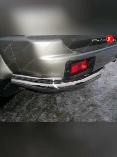 Защита заднего бампера Slitkoff (Ø 57+Ø42, уголки) (Сталь с полимерным покрытием. Цвет: серебристый) Mitsubishi Pajero Sport  PA (1996-2008) дорестайлинг, рестайлинг