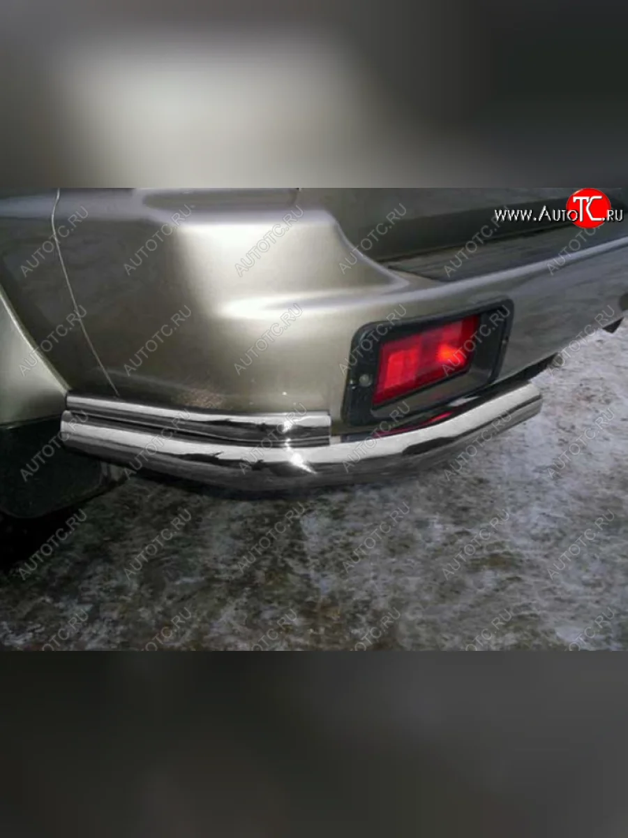 Защита заднего бампера Slitkoff (Ø 57+Ø42, уголки) Mitsubishi Pajero Sport PA дорестайлинг (1996-2004) (Сталь с полимерным покрытием. Цвет: серебристый)  в Перми Пермском крае