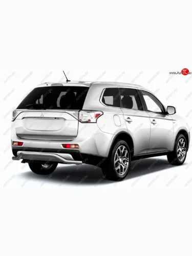 Защита заднего бампера Slitkoff (Ø 57, волна) (Сталь с полимерным покрытием. Цвет: серебристый) Mitsubishi Outlander  GF (2014-2016) 1-ый рестайлинг