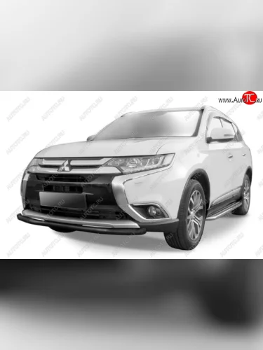 Защита переднего бампера Slitkoff (Ø 57 мм). (Сталь с полимерным покрытием. Цвет: черный) Mitsubishi Outlander  GF (2015-2018) 2-ой рестайлинг