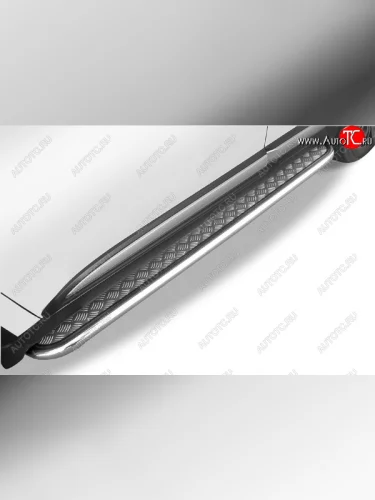 Защита порогов Slitkoff (Ø 42 с листом, усиленная) (Нержавеющая сталь) Mitsubishi Outlander GF 2-ой рестайлинг (2015-2018)