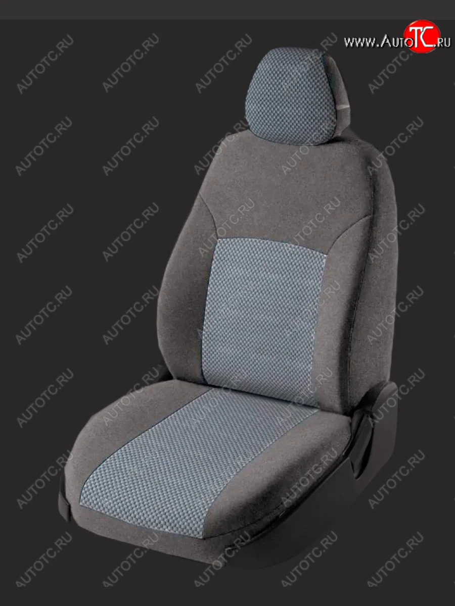 Чехлы для сидений Lord Autofashion Дублин (жаккард, спинка 60/40, 3 Г-образных подголовника) Hyundai Solaris HCR седан дорестайлинг (2017-2020) (Серый, вставка Стежок Серый)  в Керчи Республика Крым