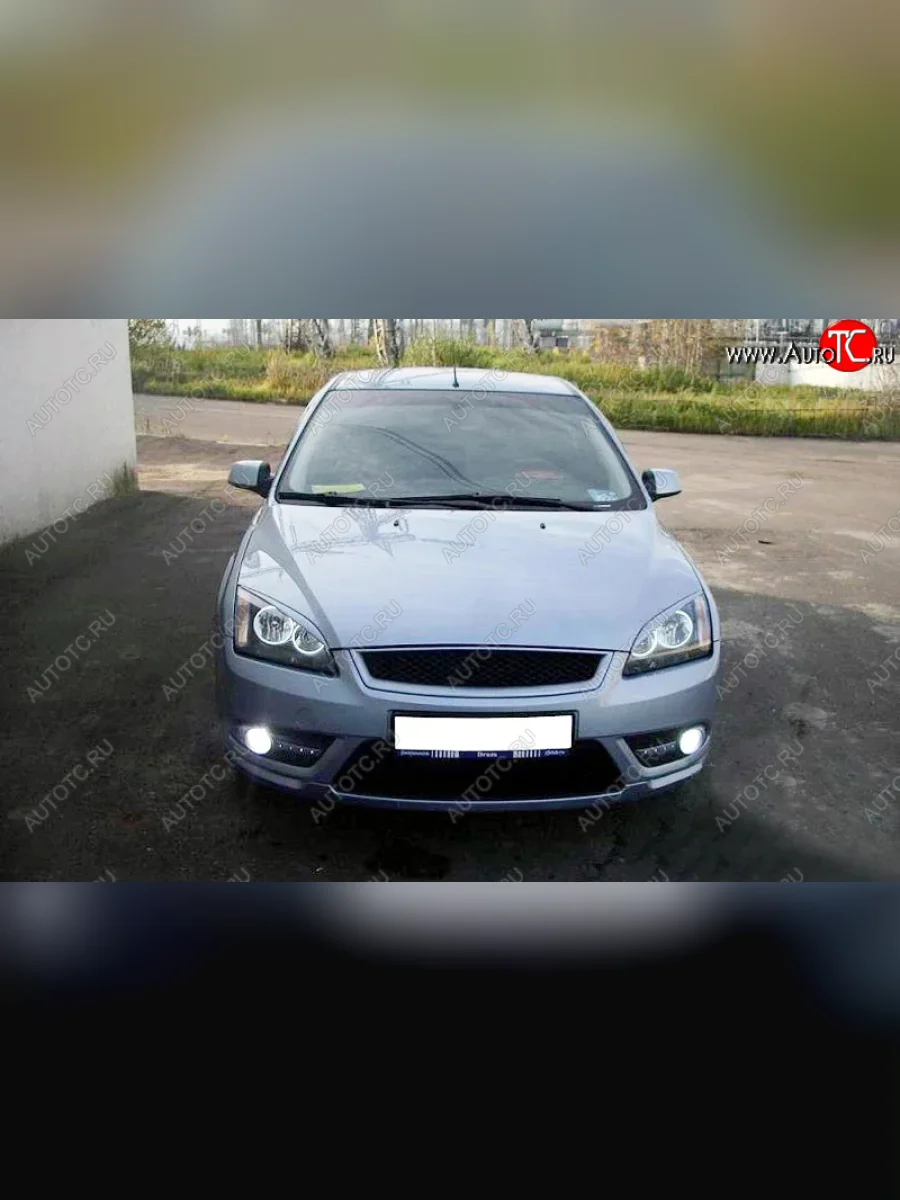 Реснички на фары KURAJ (узкие) Ford Focus 2 хэтчбэк 3 дв. дорестайлинг (2004-2007) (Неокрашенные)  в Перми Пермском крае
