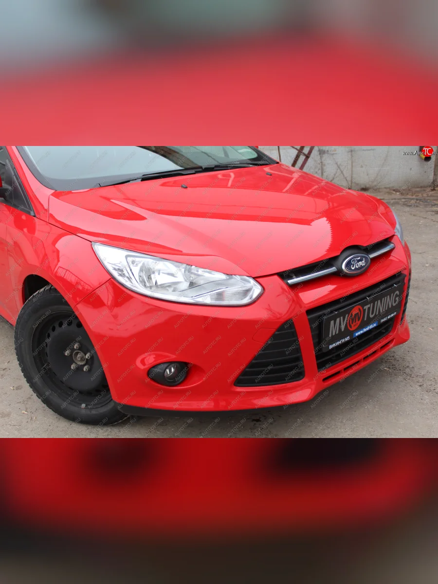 Реснички на фары MV Tuning Ford Focus 3 хэтчбэк дорестайлинг (2010-2015) (Неокрашенные)  в Керчи Республика Крым