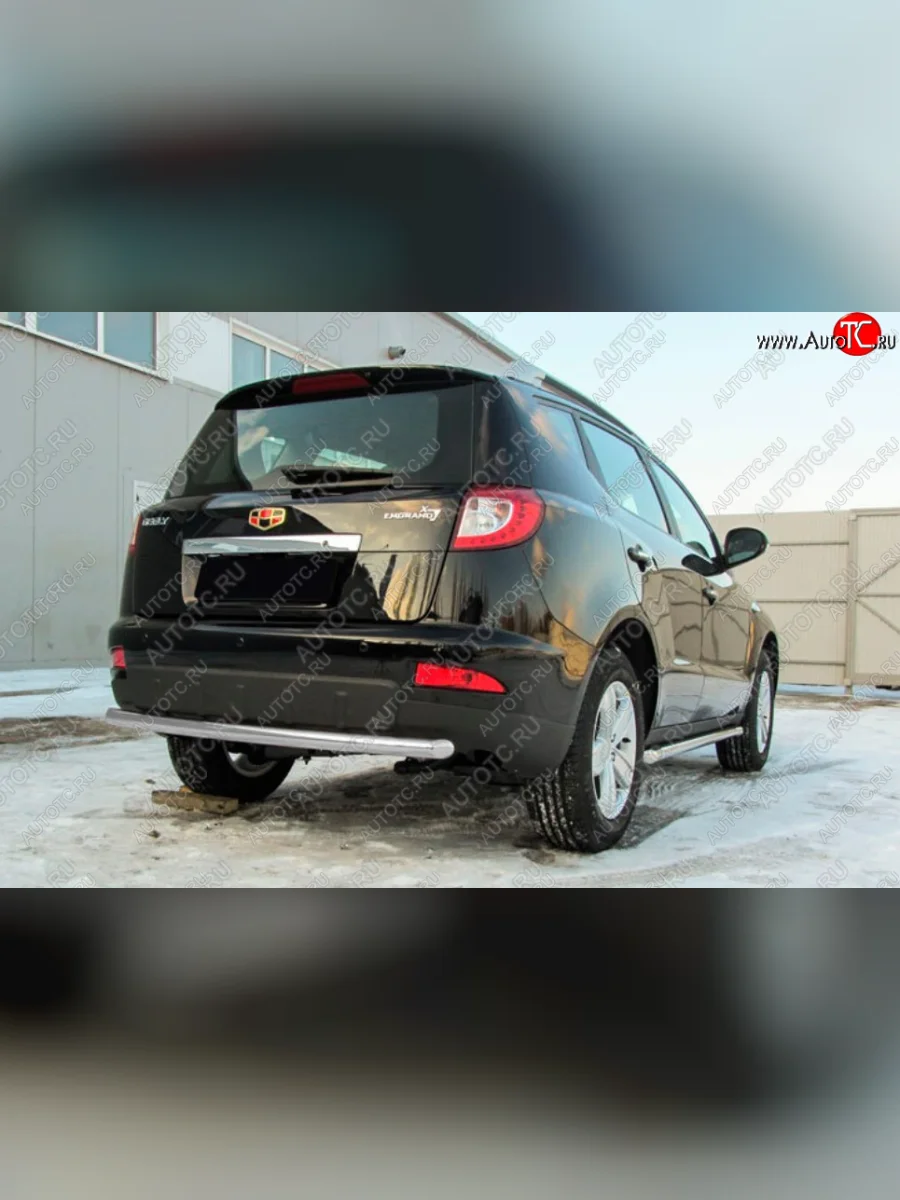 Защита заднего бампера Slitkoff (Ø 57, радиусная) Geely Emgrand X7 1-ый рестайлинг (2015-2018) (Сталь с полимерным покрытием. Цвет: серебристый)  в Перми Пермском крае