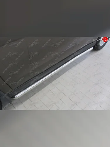 Защита порогов Slitkoff (Ø 57, труба с гибами) (Сталь с полимерным покрытием. Цвет: серебристый) Haval H2 (2014-2021)