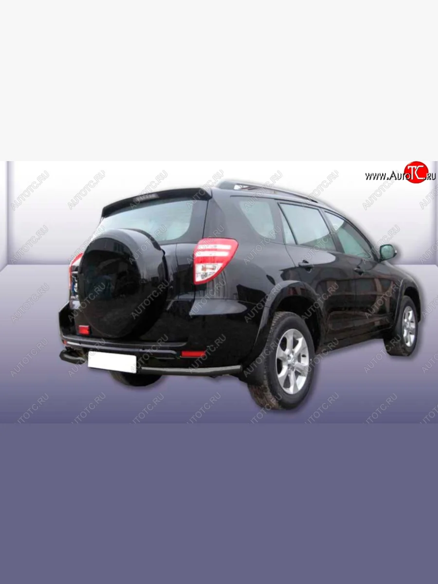 Защита заднего бампера Slitkoff (Ø 57 мм, уголки) Toyota RAV4 XA30 5 дв. удлиненный 1-ый рестайлинг (2009-2010) (Сталь с полимерным покрытием. Цвет: черный)  в Керчи Республика Крым