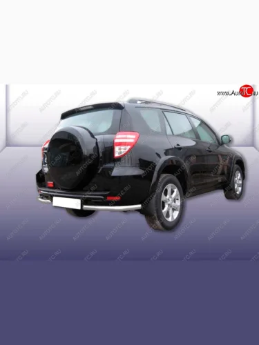 Защита заднего бампера Slitkoff (Ø 57 мм, уголки) (Сталь с полимерным покрытием. Цвет: серебристый) Toyota RAV4  XA30 (2009-2010) 5 дв. удлиненный 1-ый рестайлинг