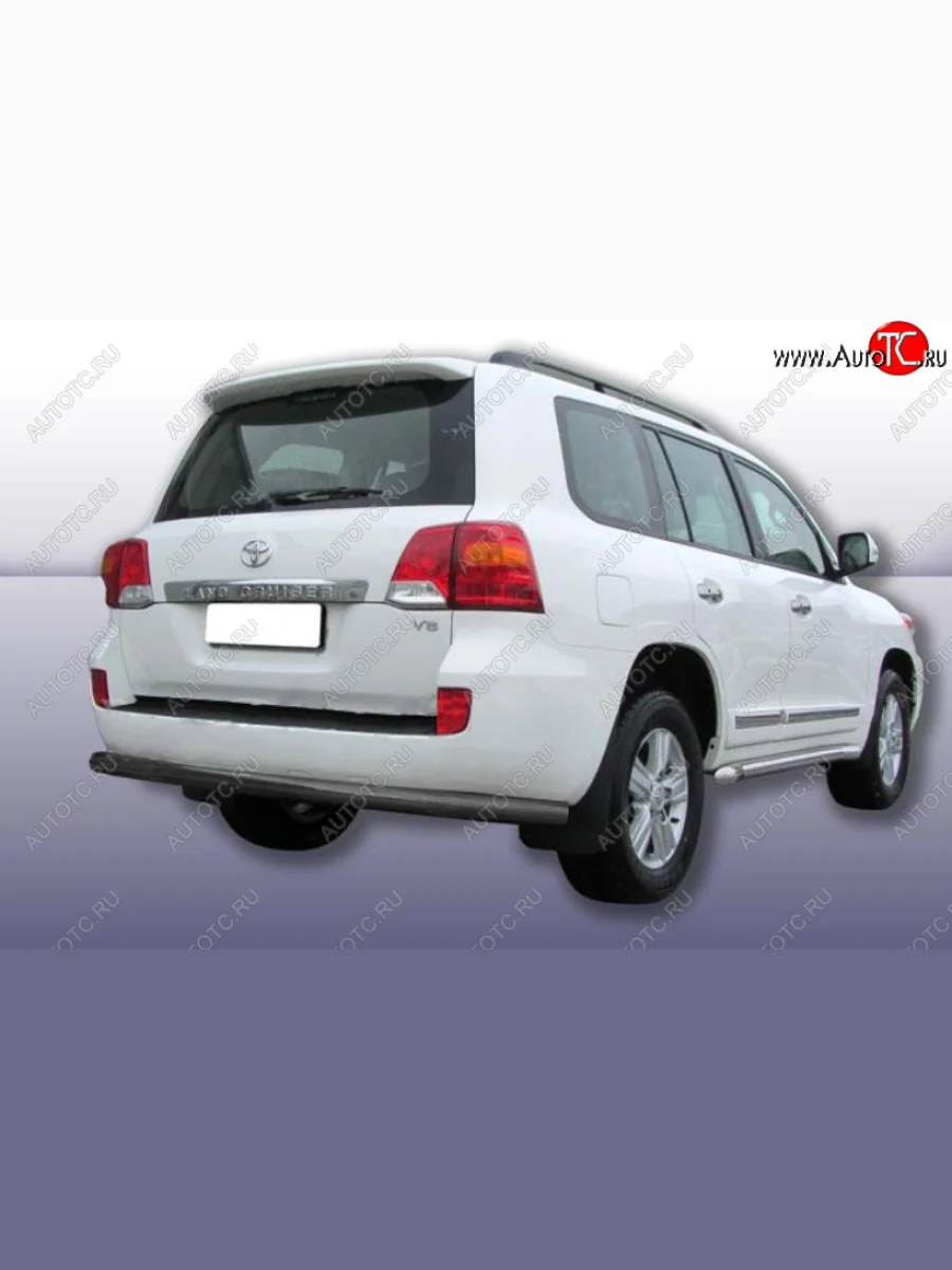 Защита заднего бампера Slitkoff (Ø 76 мм) Toyota Land Cruiser 200 1-ый рестайлинг (2012-2015) (Сталь с полимерным покрытием. Цвет: черный)  в Самаре Самарской области