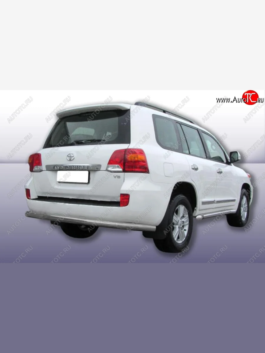 Защита заднего бампера Slitkoff (Ø 76 мм) Toyota Land Cruiser 200 1-ый рестайлинг (2012-2015) (Сталь с полимерным покрытием. Цвет: серебристый)  в Самаре Самарской области