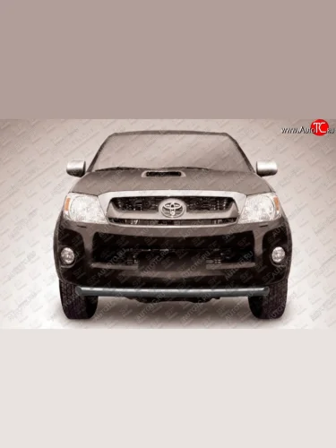 Защита переднего бампера Slitkoff (Ø 57, радиусная). (Сталь с полимерным покрытием. Цвет: черный) Toyota Hilux  AN20,AN30 (2011-2016)  2-ой рестайлинг