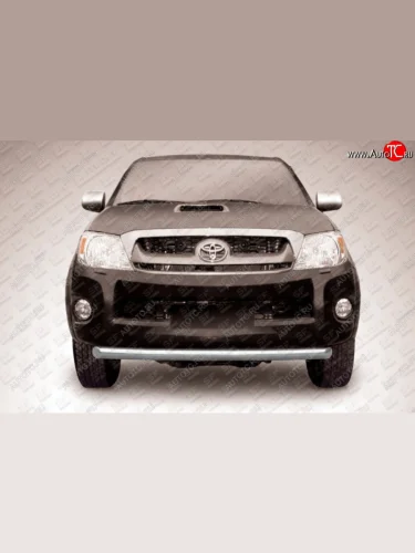 Защита переднего бампера Slitkoff (Ø 76, радиусная) (Сталь с полимерным покрытием. Цвет: серебристый) Toyota Hilux  AN20,AN30 (2011-2016)  2-ой рестайлинг