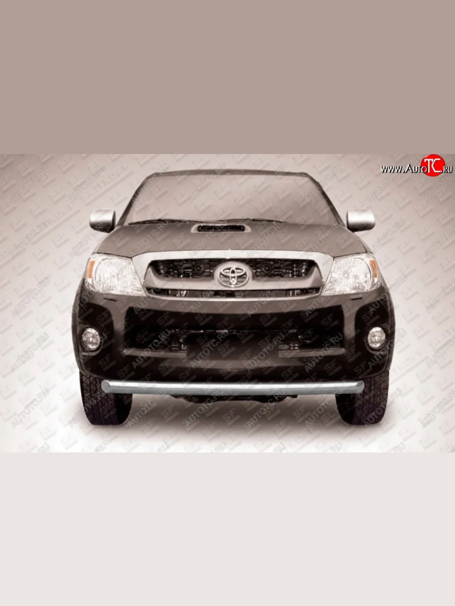Защита переднего бампера Slitkoff (Ø 76, радиусная)  Toyota Hilux (2011-2016) AN20,AN30 (Сталь с полимерным покрытием. Цвет: серебристый)  в Самаре Самарской области