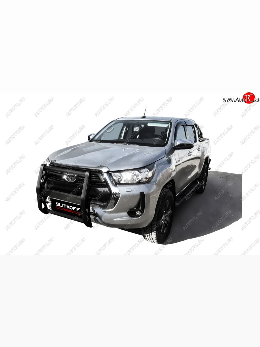 Кронштейн для противотуманных фар Slitkoff (BRUTAL) Toyota Hilux AN120 1-ый рестайлинг (2017-2020) (Сталь с полимерным покрытием. Цвет: черный)  в Керчи Республика Крым