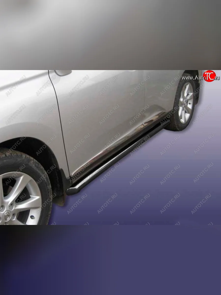 Защита порогов Ø76 мм с гибами Slitkoff  Lexus RX350 (2008-2012) AL10 (сталь с полимерным покрытием, цвет серебро)  в Самаре Самарской области