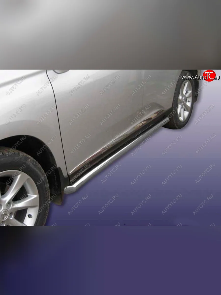 Защита порогов Ø76 мм с гибами Slitkoff  Lexus RX350 (2008-2012) AL10 (сталь с полимерным покрытием, цвет серебро)  в Самаре Самарской области