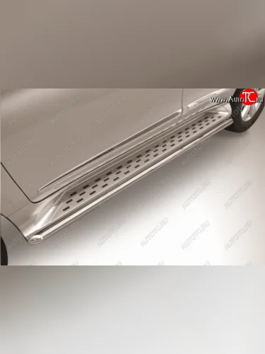 Защита штатного порога Slitkoff (Ø 42 мм) (Нержавеющая сталь) Haval H9 дорестайлинг (2015-2017)