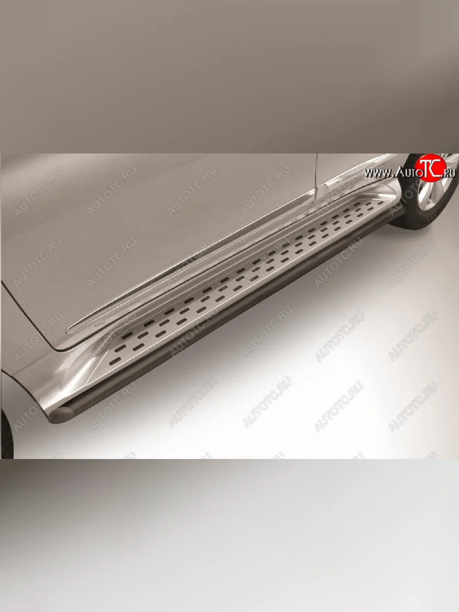 Защита штатного порога Slitkoff (Ø 42 мм)  Haval H9 (2015-2017) (Сталь с полимерным покрытием. Цвет: черный)  в Самаре Самарской области