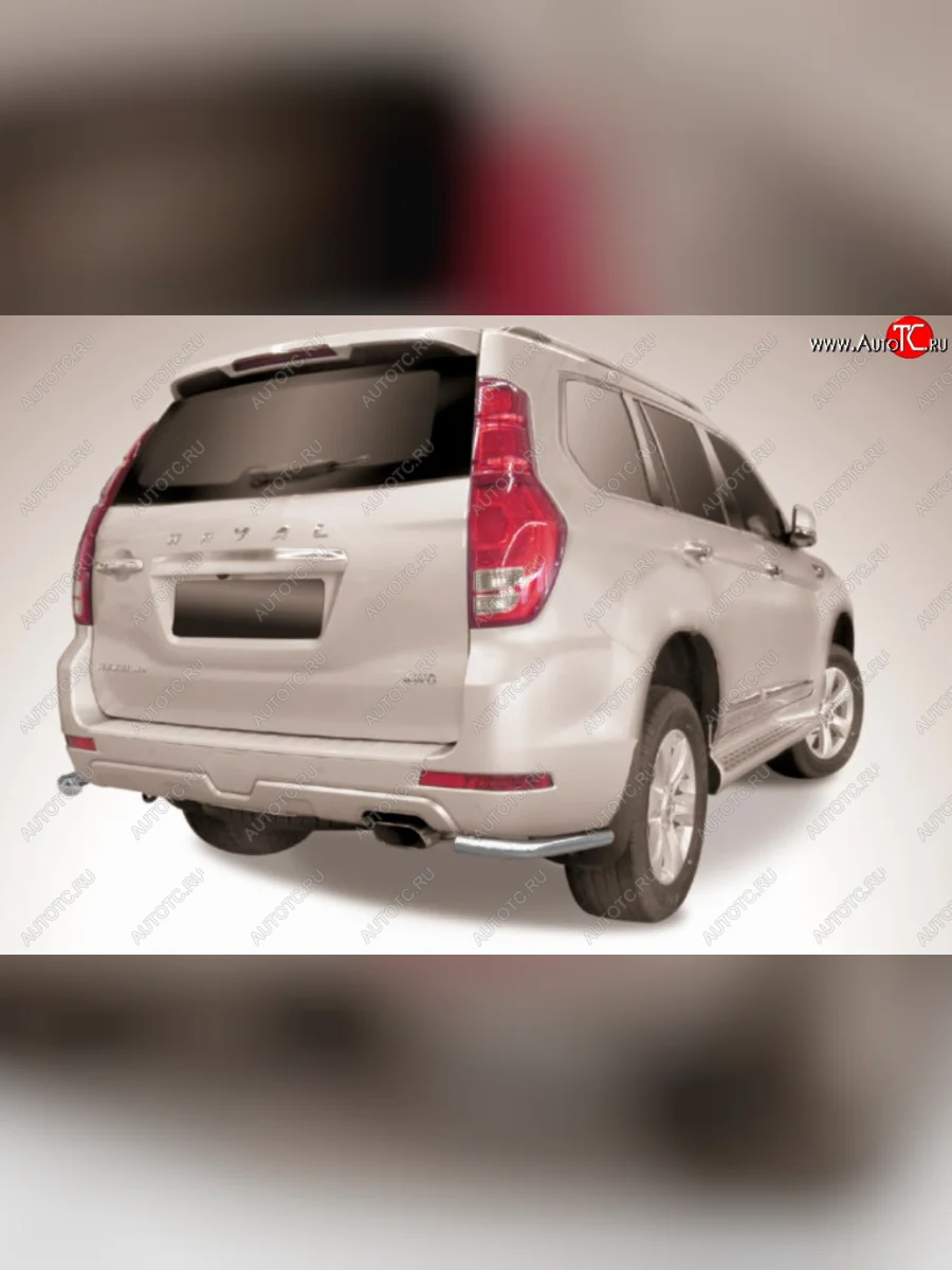 Защита заднего бампера Slitkoff (Ø 57 мм, уголки) Haval H9 1-ый рестайлинг (2017-2019) (Сталь с полимерным покрытием. Цвет: серебристый)  с доставкой в г. Керчь