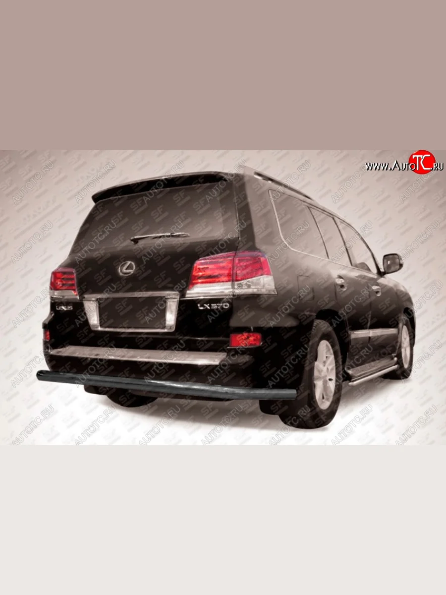 Защита заднего бампера Slitkoff (Ø 76, радиусная) Lexus LX570 J200 1-ый рестайлинг (2012-2015) (Сталь с полимерным покрытием. Цвет: черный)  с доставкой в г. Пермь